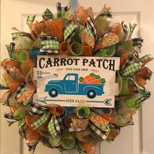 Homemade Blue Truck Carrot Patch Wreath